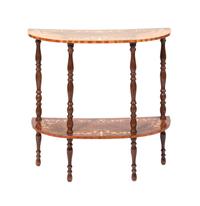 A Contemporary Italian Marquetry Decorated Console Table Height 29 3/4 x width 29 x depth 12 1/2 inches. — SECOND HALF 20TH CENTURY