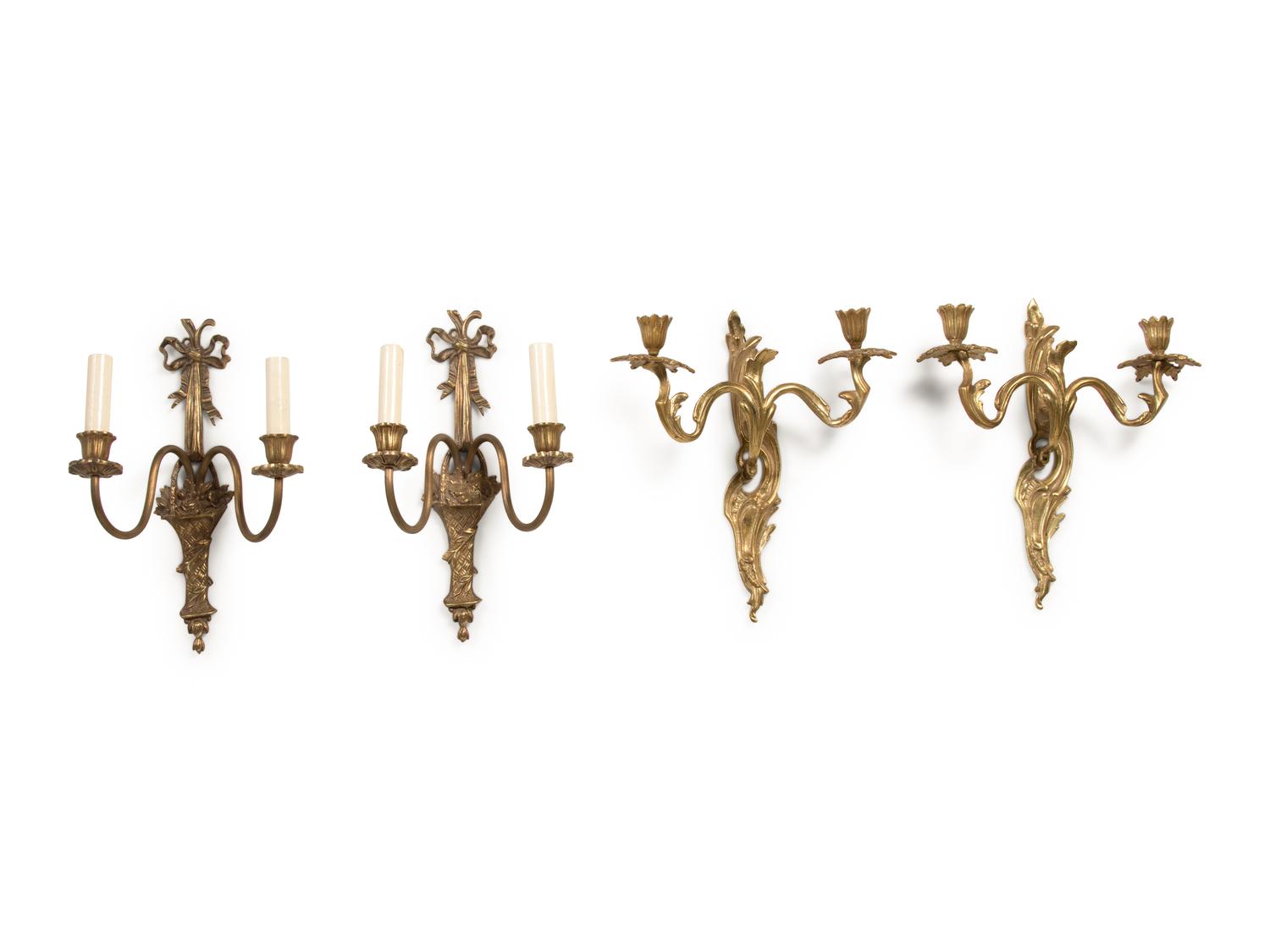 Two Pairs of Gilt Metal Sconces