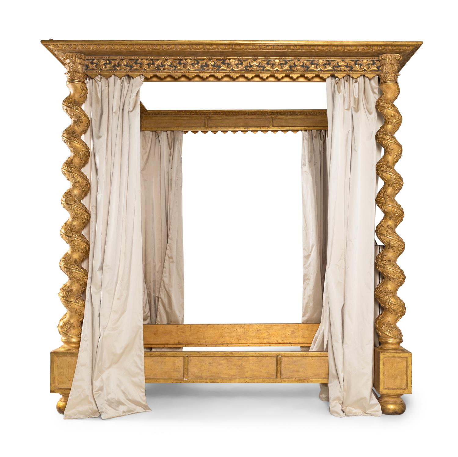 A Baroque Style Giltwood Canopy Bed