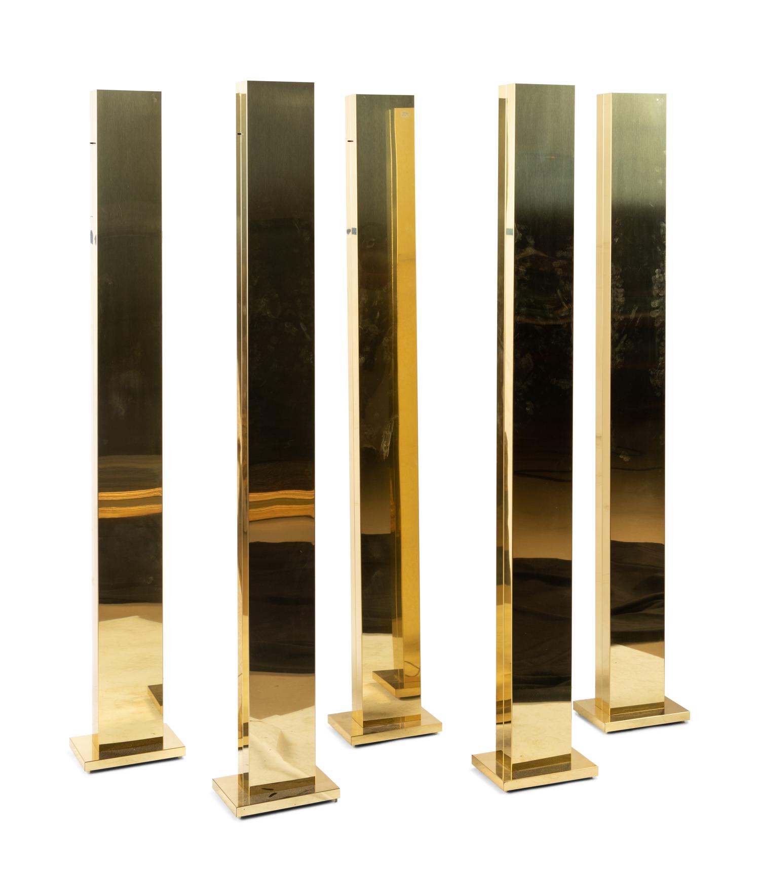 A Group of Five Modernist Brass Floor Lamps