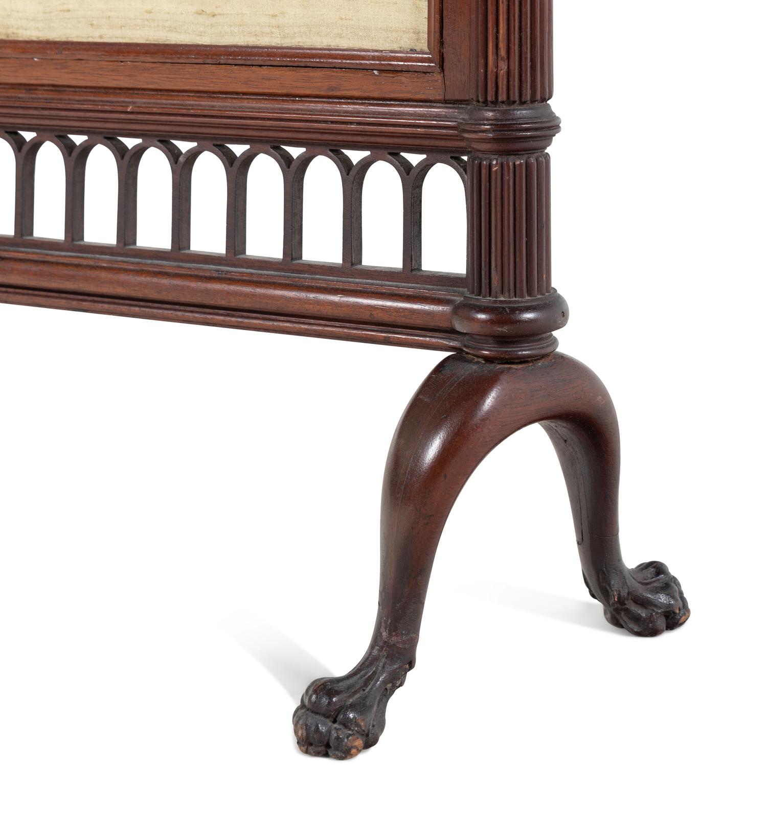 A George III Mahogany Two-Panel Firescreen