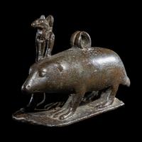 An Egyptian Bronze Anubis and Ichneumon