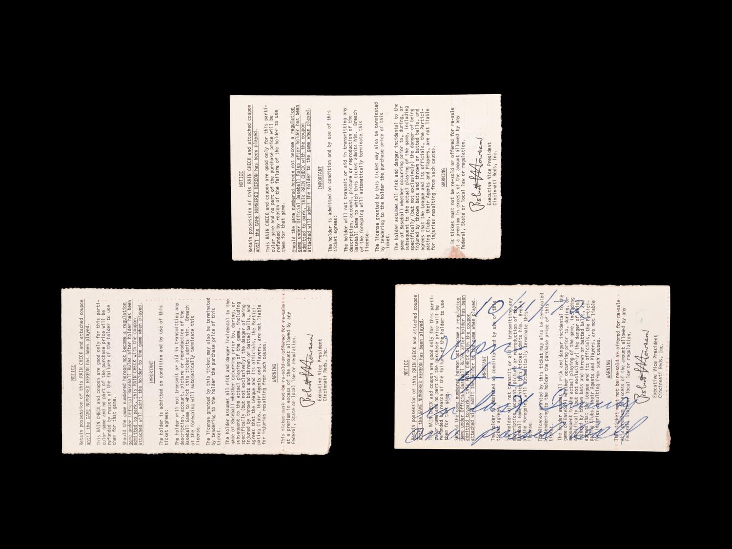A Group of Significant 1972 Tickets From the Final Games of Roberto Clemente,