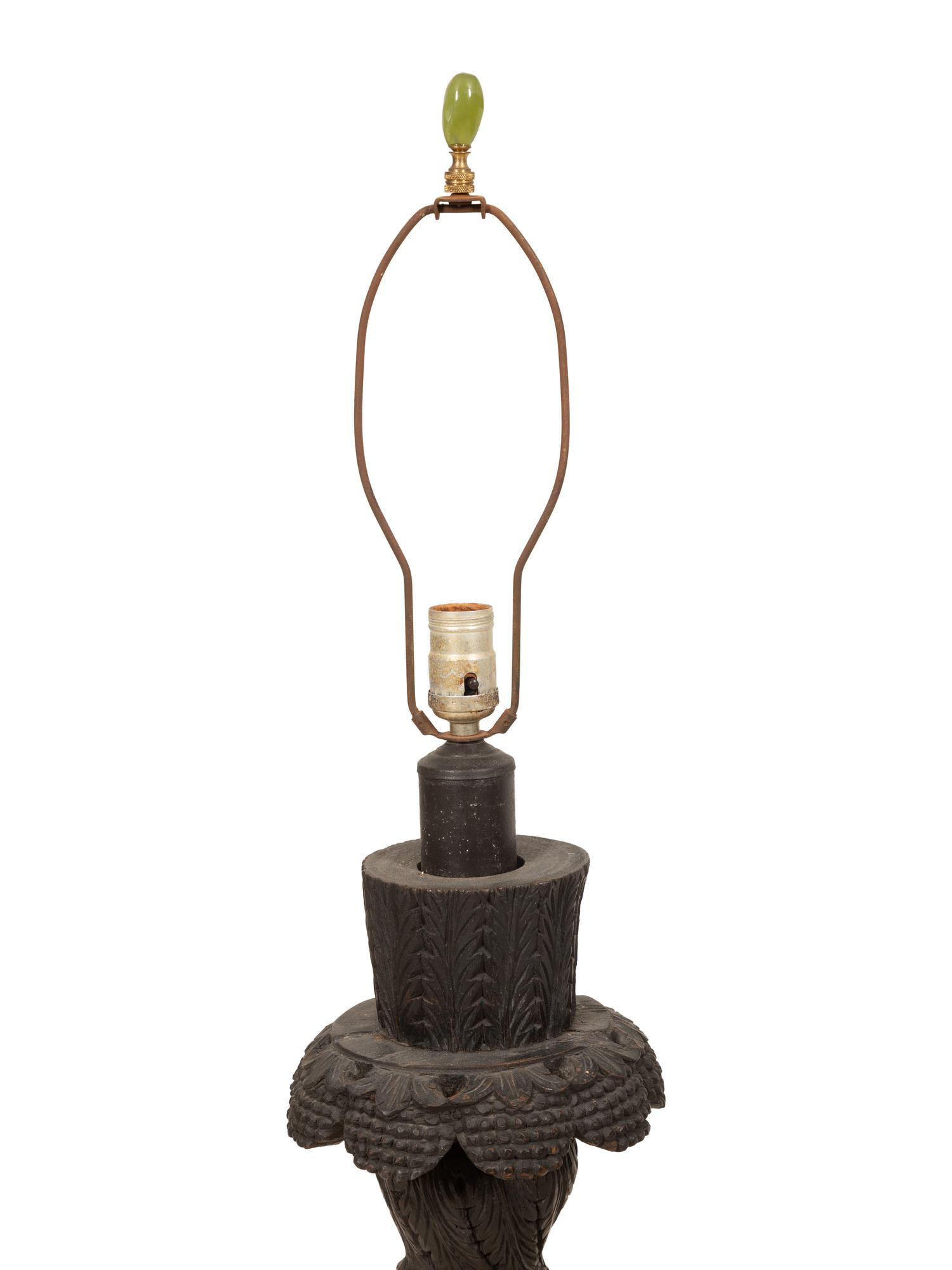 A Goa Carved Wood Table Lamp Base