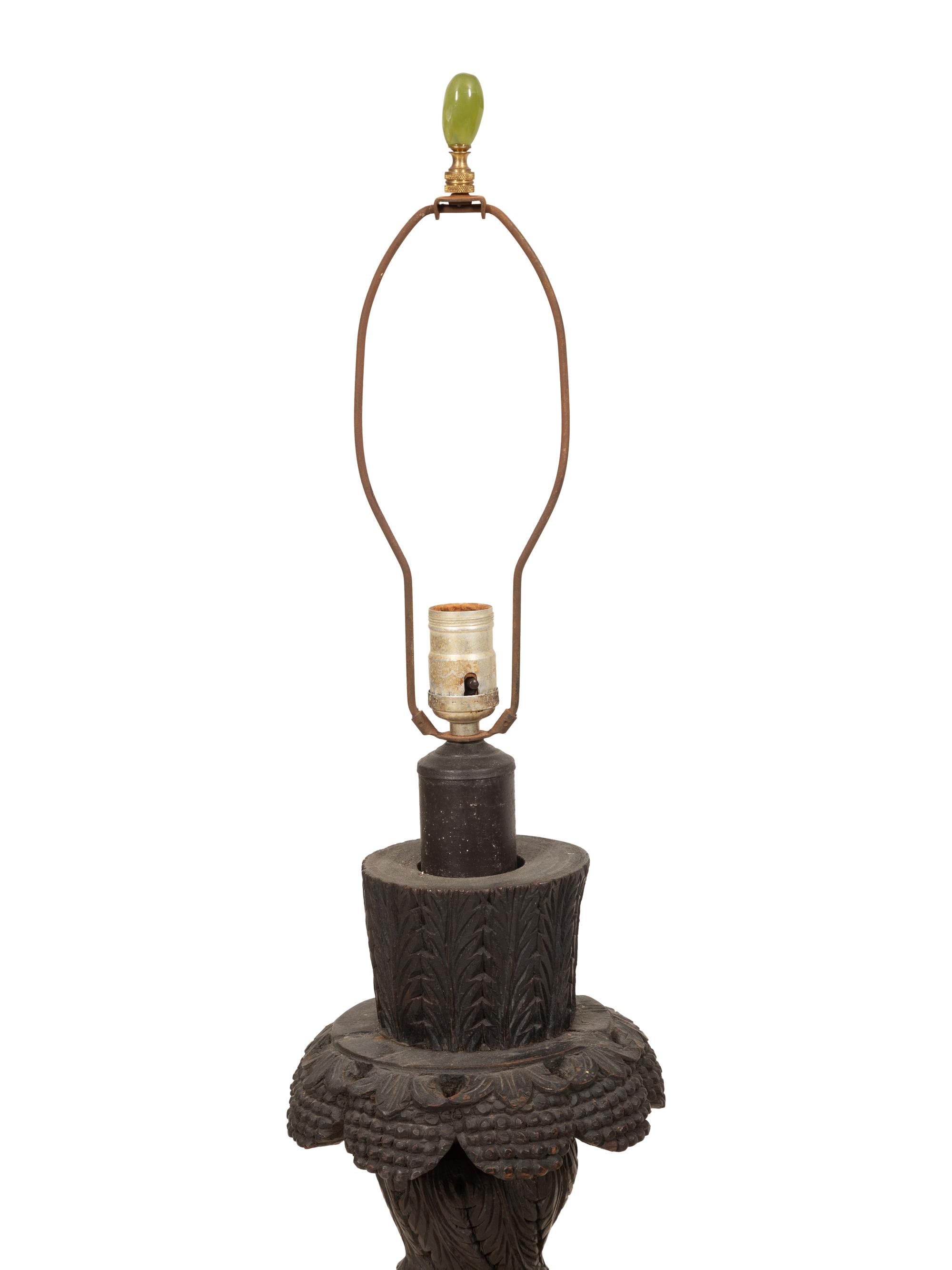 A Goa Carved Wood Table Lamp Base