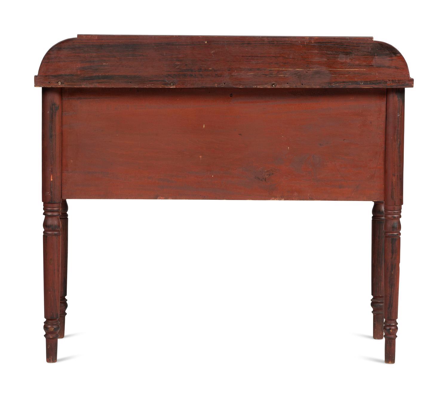 A Classical Country Grain Painted Pine and Maple Two-Drawer Console