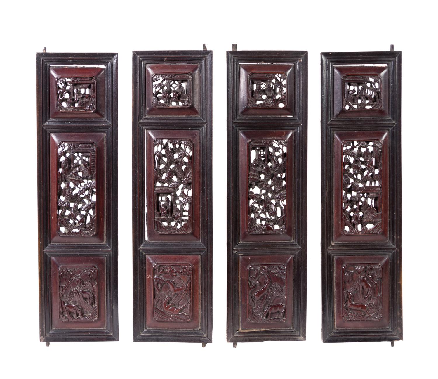 Eight Chinese Carved Wood Panels