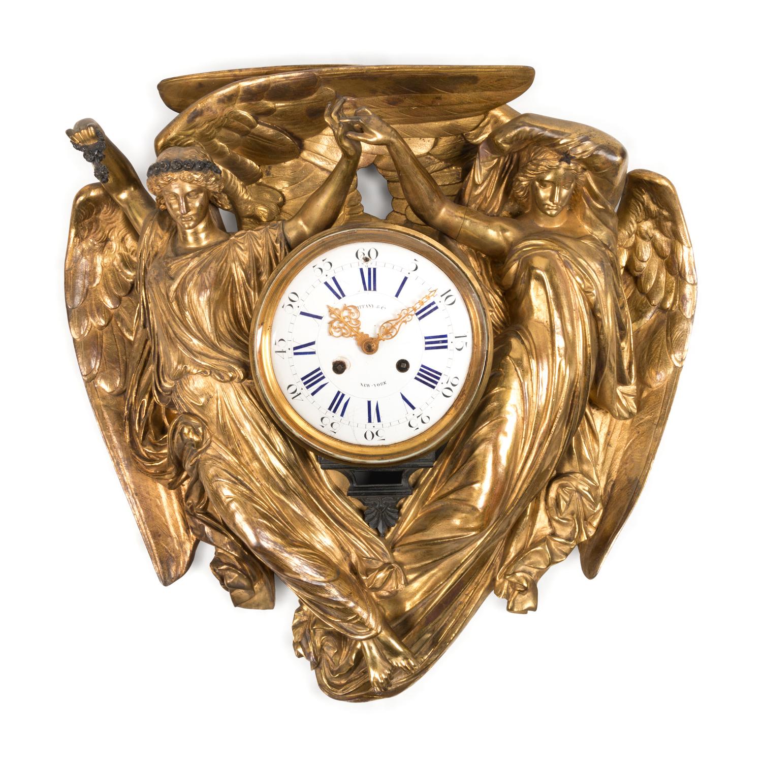 A Neoclassical Gilt Bronze Wall Clock by Louis Valentin Elias Robert (French, 1821-1874)