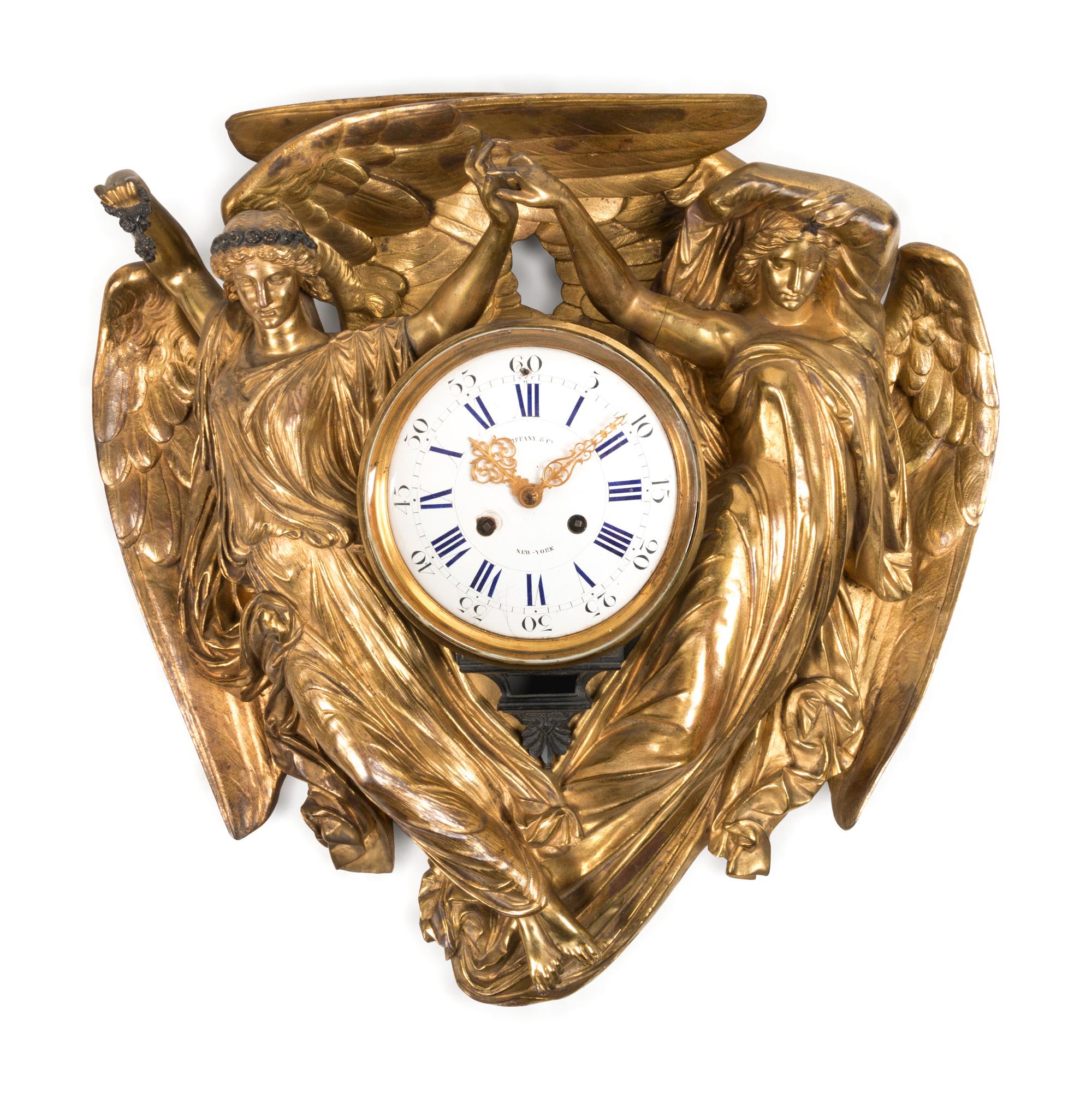 A Neoclassical Gilt Bronze Wall Clock by Louis Valentin Elias Robert (French, 1821-1874)