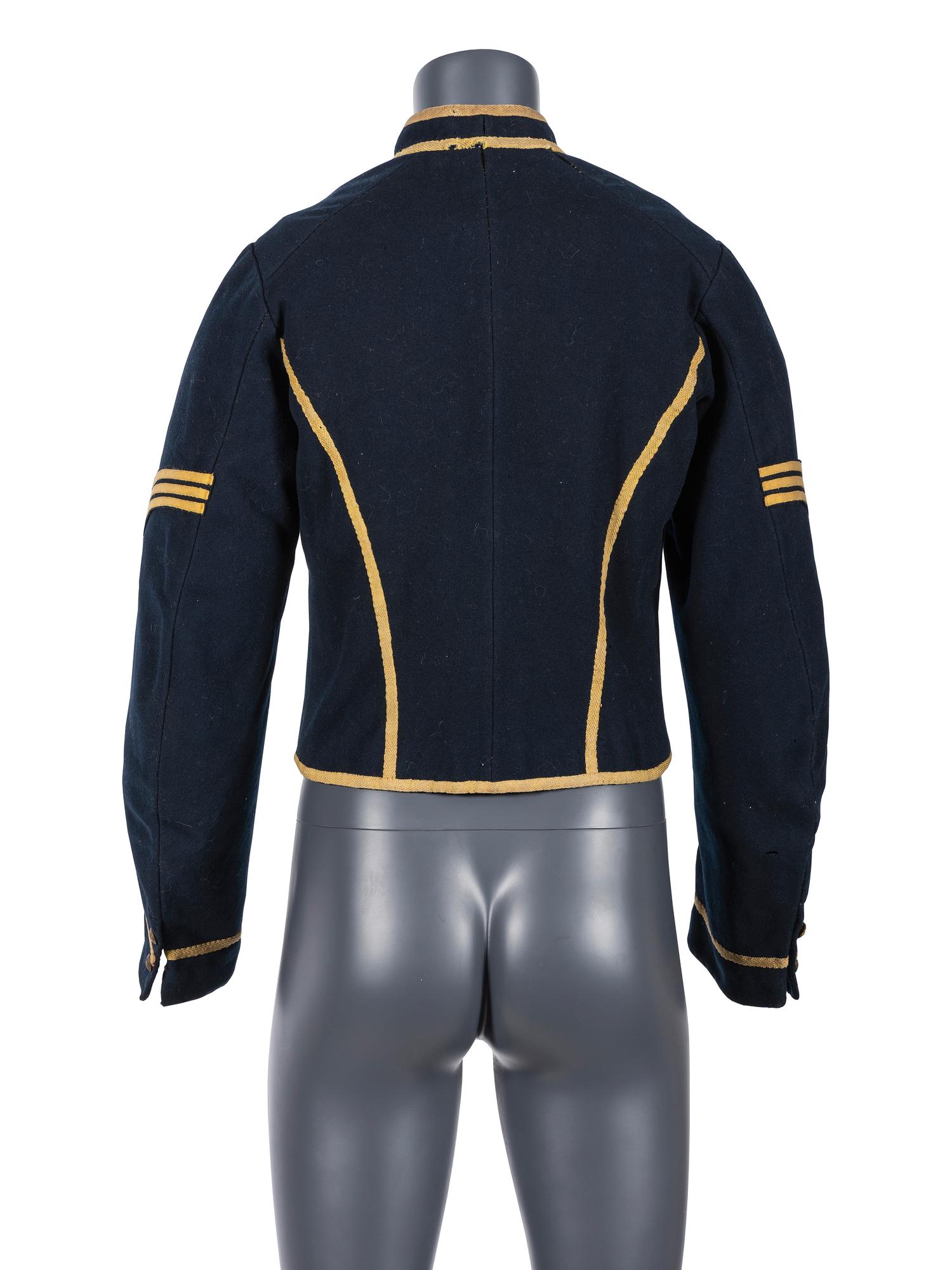 Model 1855 cavalry sergeant's uniform jacket with field modifications.