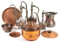 A Collection of Copper and Silvered Metal Articles Height of tallest 11 inches. — 19TH/20TH CENTURY