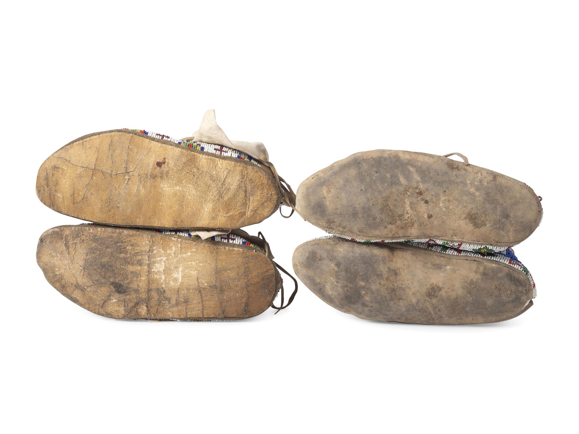 Sioux Beaded Hide Moccasins, with Horse Tracks