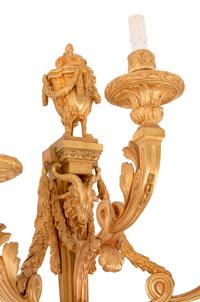 A Pair of Louis XV Style Gilt Bronze Three-Light Sconces