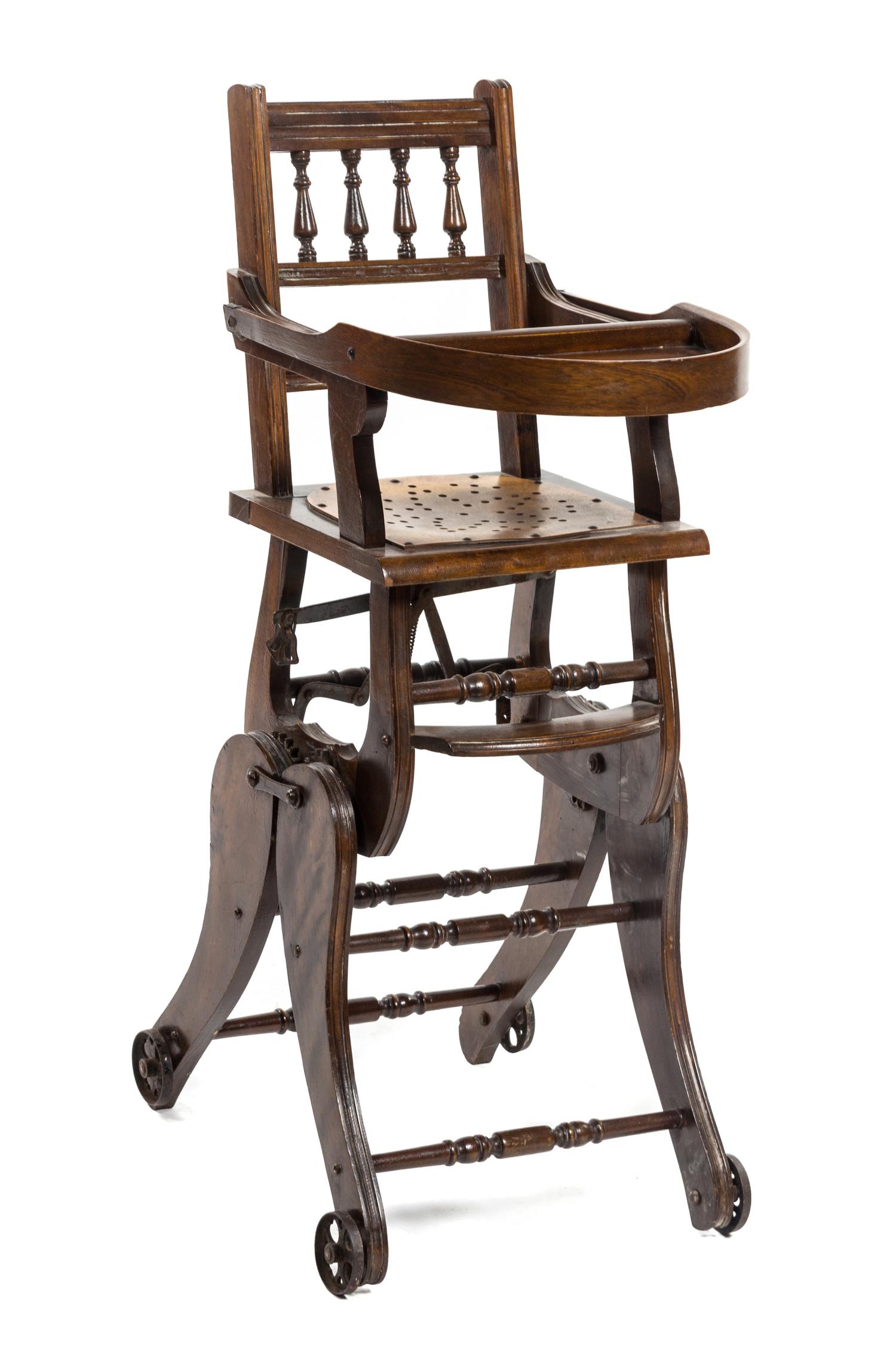 An English Mahogany High Chair, 19TH CENTURY, Height 37 1/2 inches. — 19TH CENTURY,