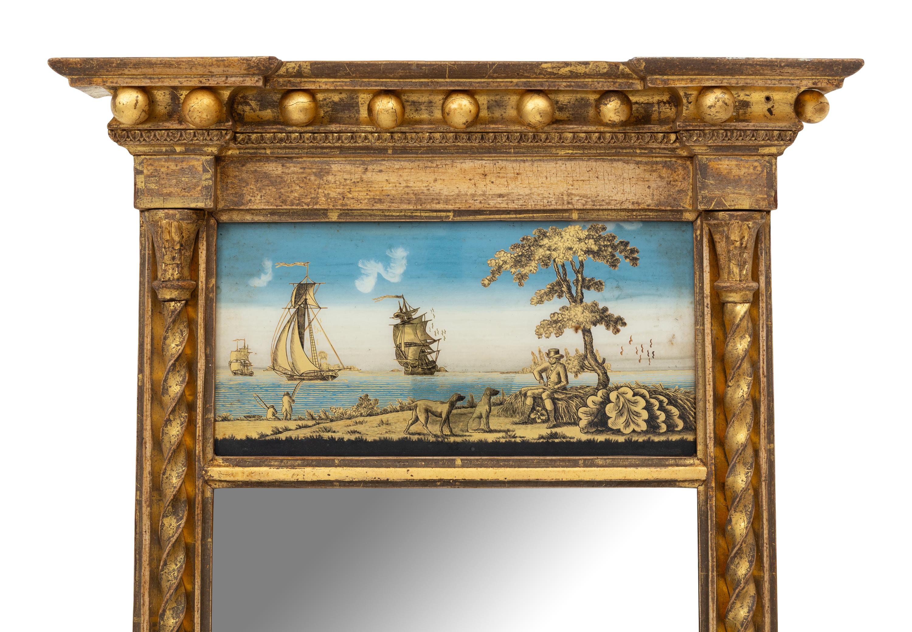 Two Federal Giltwood and Eglomise Pier Glasses