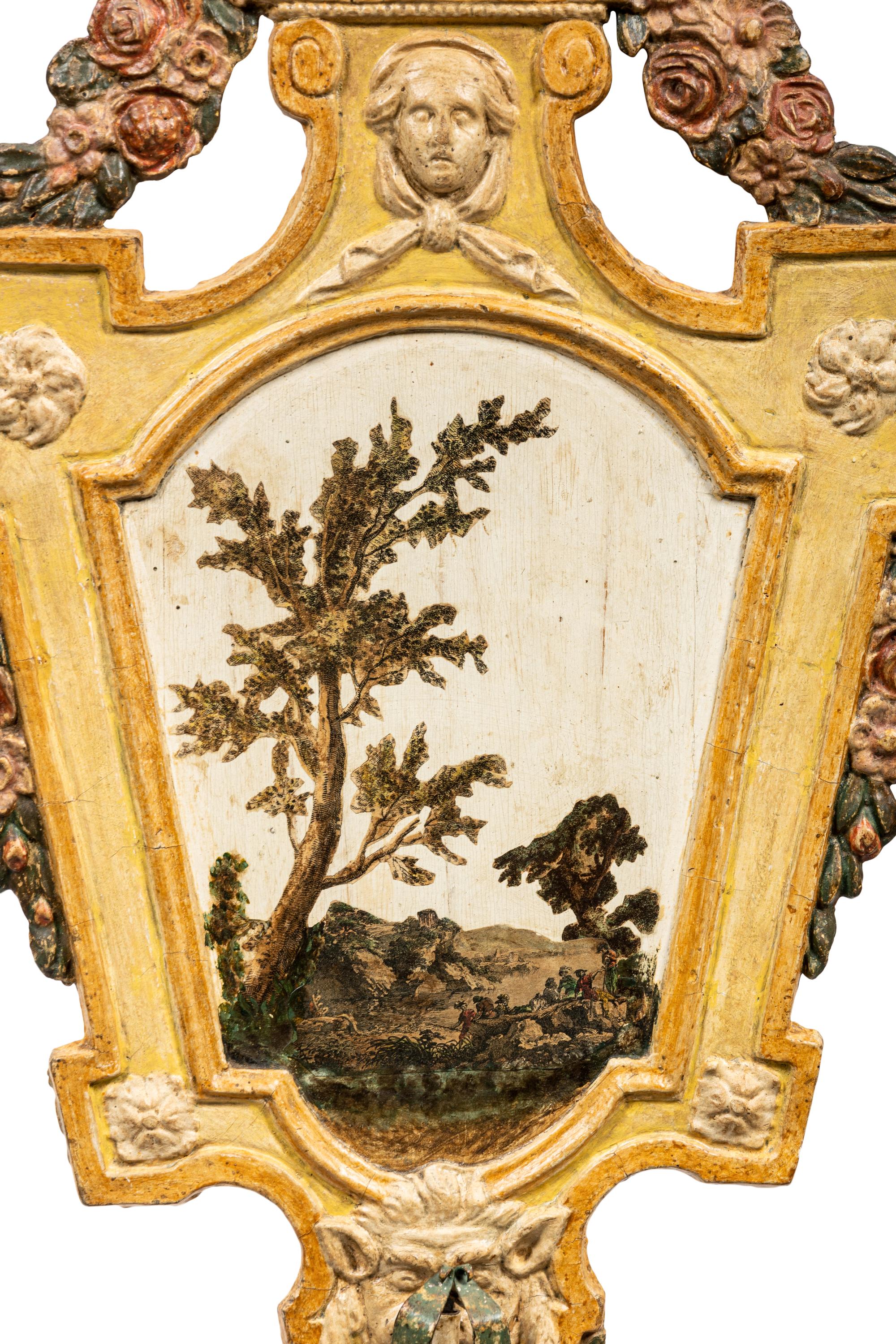 A Pair of North Italian Polychrome-Painted Two-Light Sconces