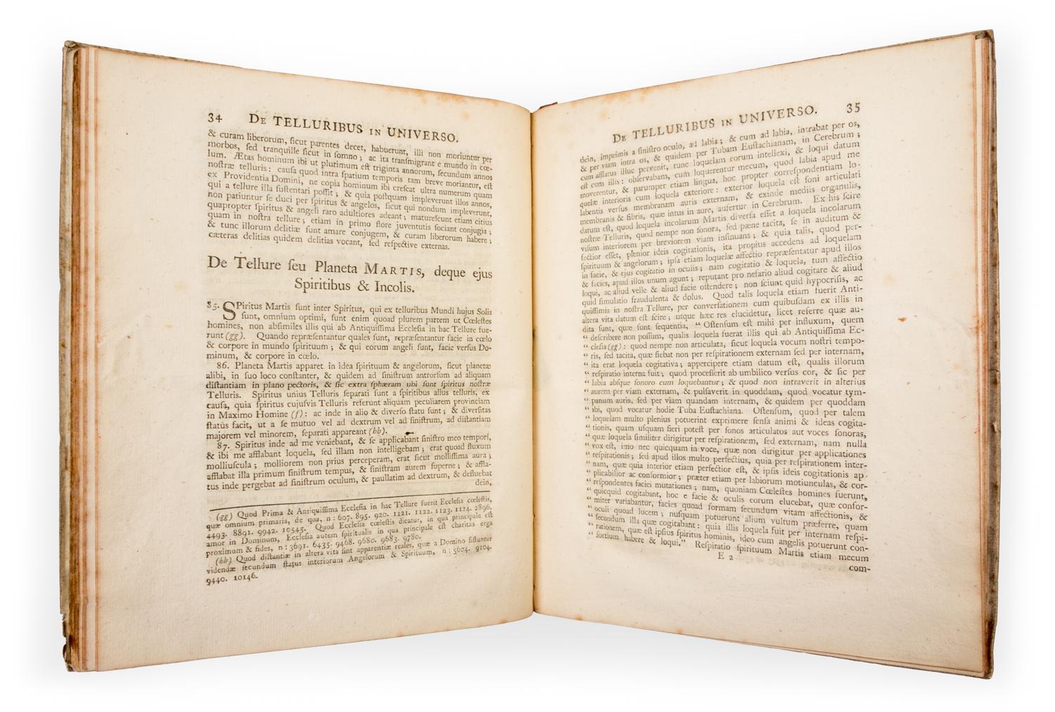 (ASTRONOMY) [SWEDENBORG, EMANUEL] De telluribus in mundo nostro solari, quae vocantur planetae...London, 1758.