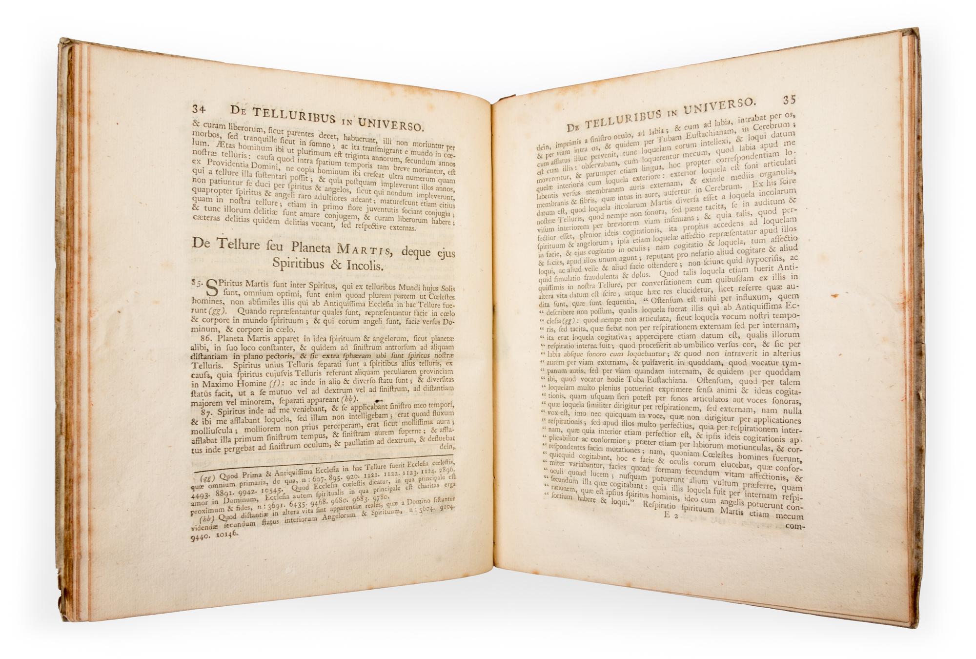 (ASTRONOMY) [SWEDENBORG, EMANUEL] De telluribus in mundo nostro solari, quae vocantur planetae...London, 1758.
