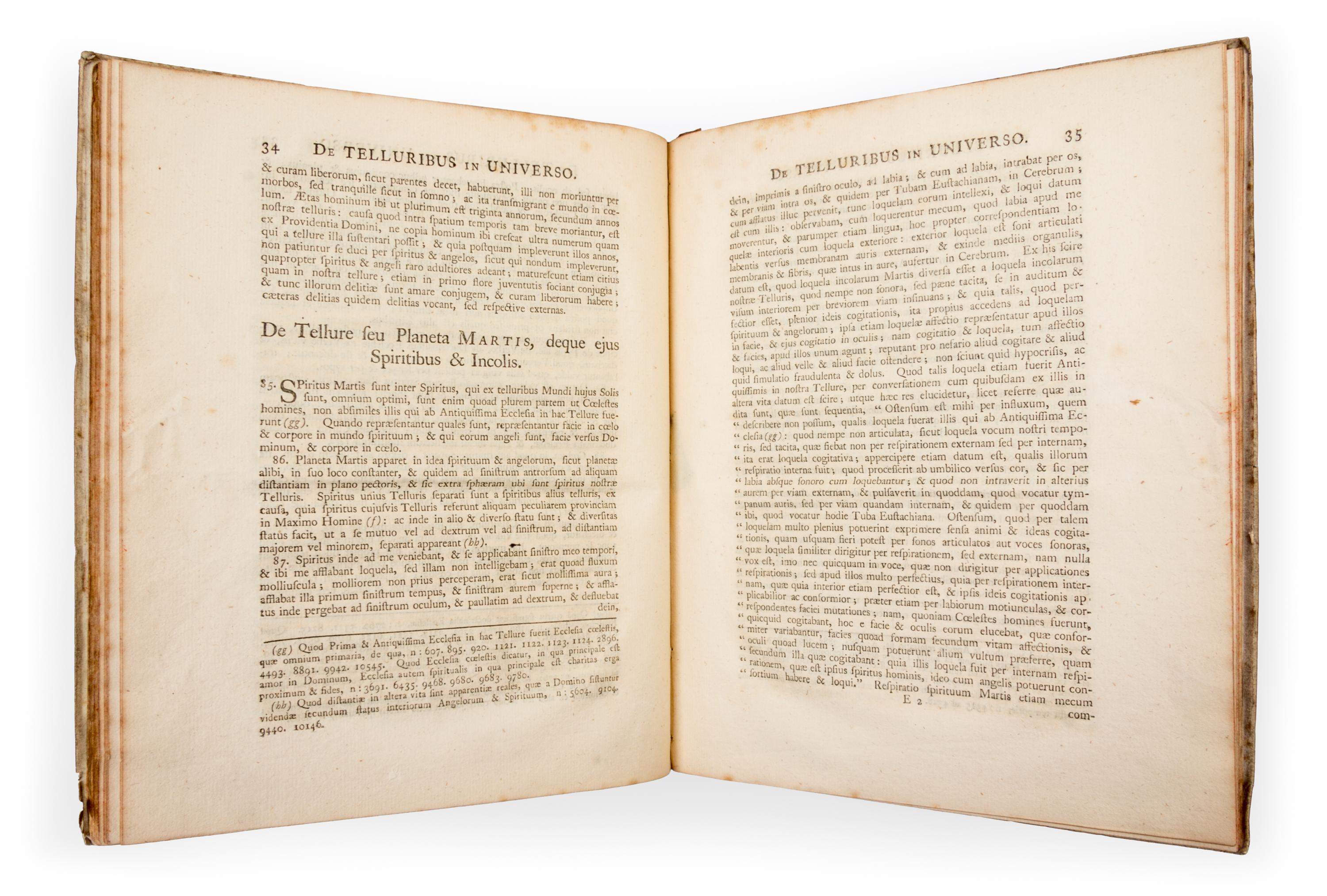 (ASTRONOMY) [SWEDENBORG, EMANUEL] De telluribus in mundo nostro solari, quae vocantur planetae...London, 1758.