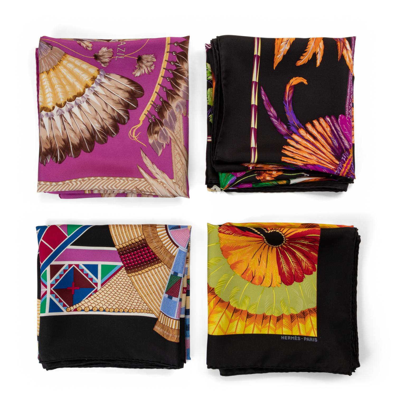 Four Hermès 90cm Silk Scarves