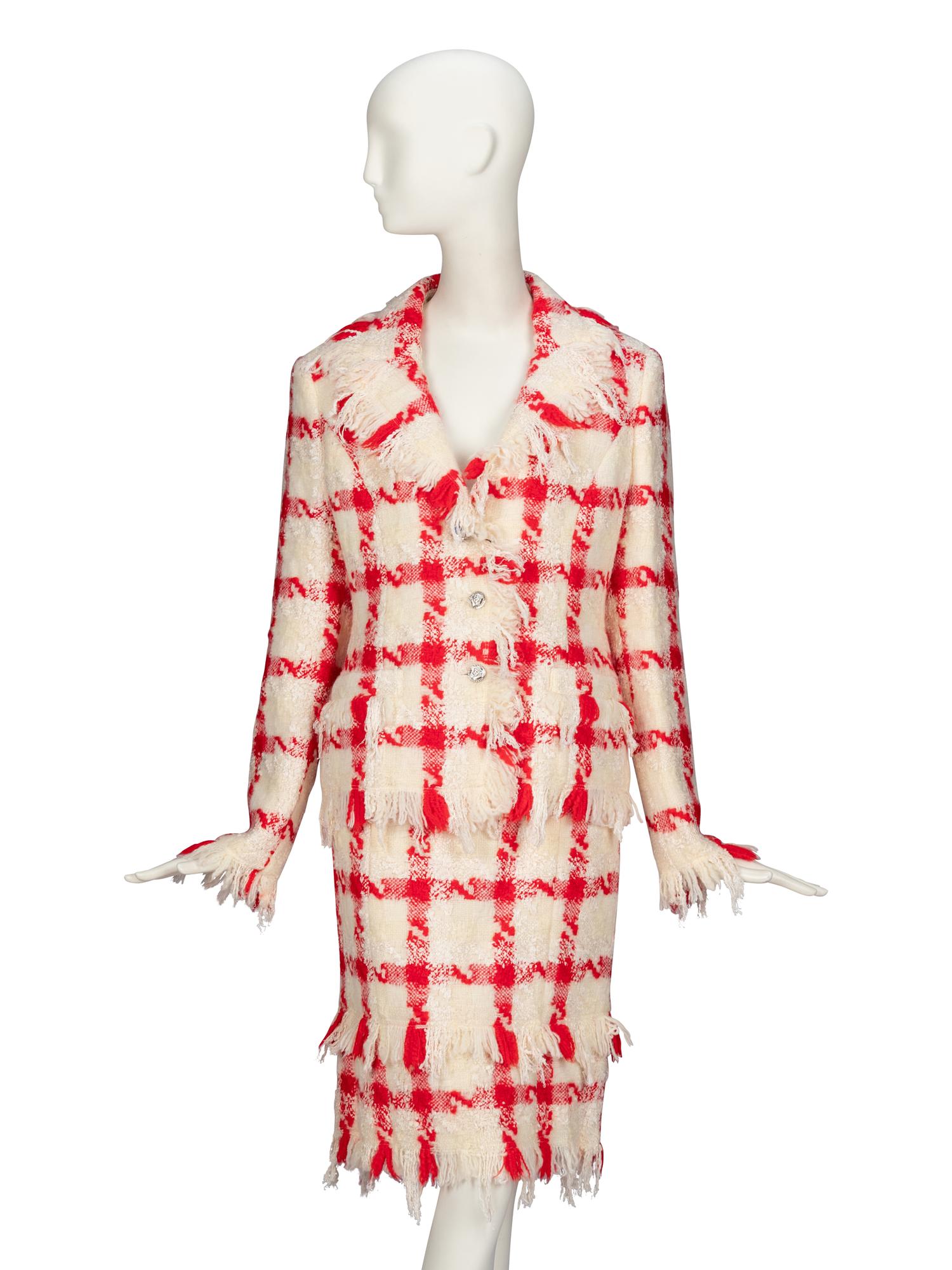 Versace, Fringed Tweed Skirt Suit