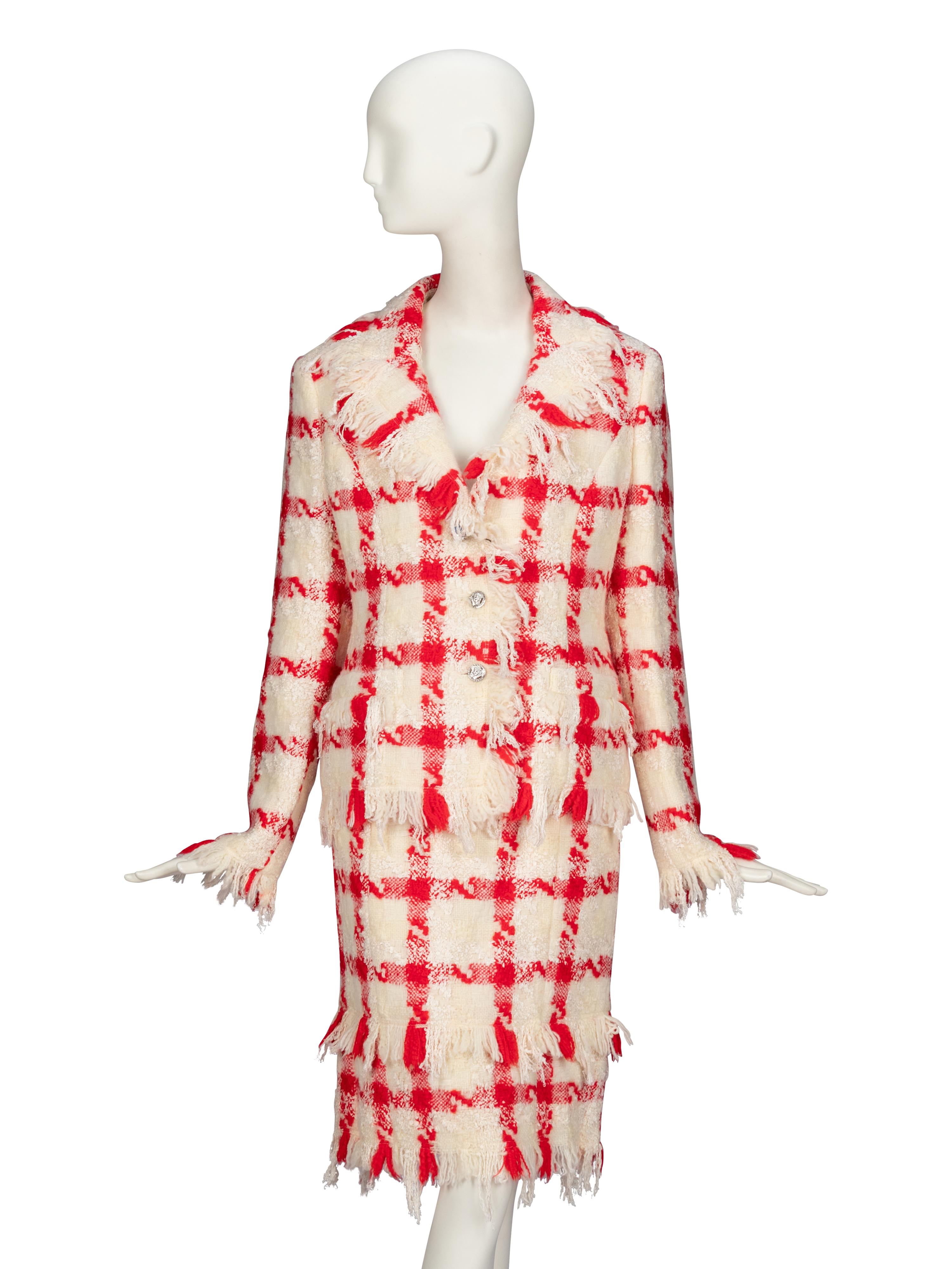 Versace, Fringed Tweed Skirt Suit