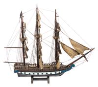 An American Polychrome Wood Ship Model Height 25 x length 30 inches.