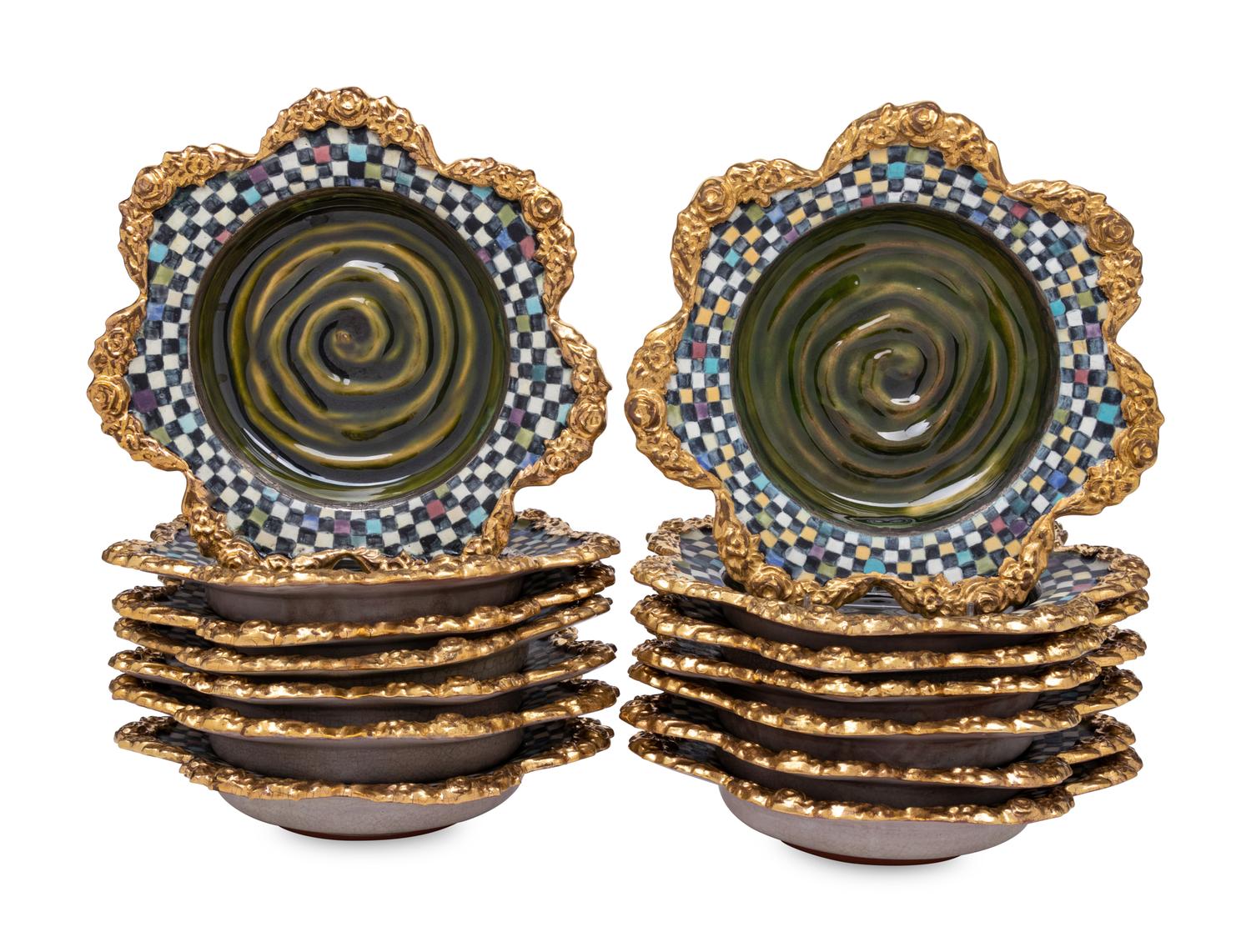A Set of Fourteen MacKenzie-Childs Evervolving Ceramic Bowls