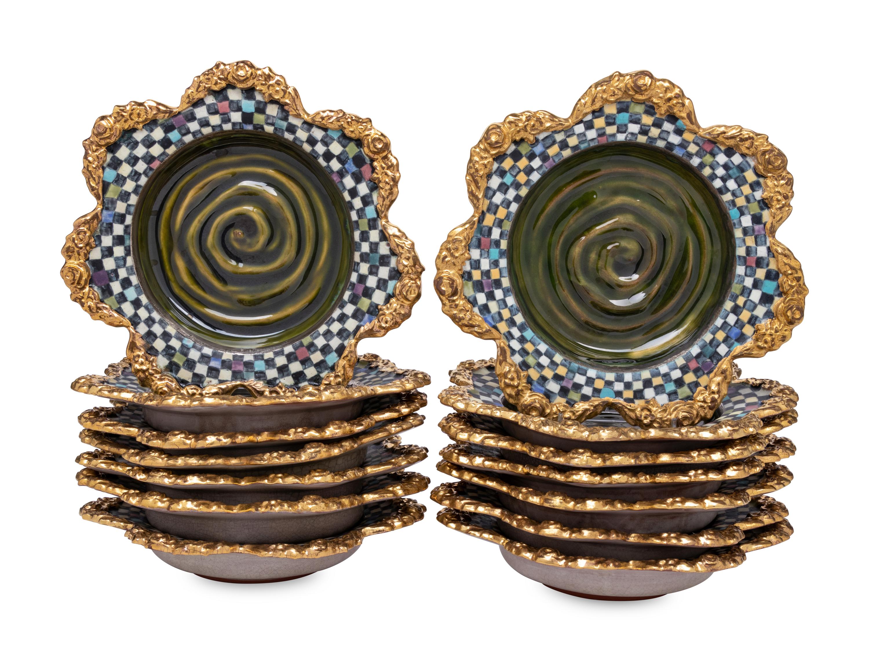 A Set of Fourteen MacKenzie-Childs Evervolving Ceramic Bowls