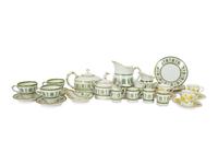 A Richard Ginori Porcleain Ercolano Green Pattern Partial Tea Service
