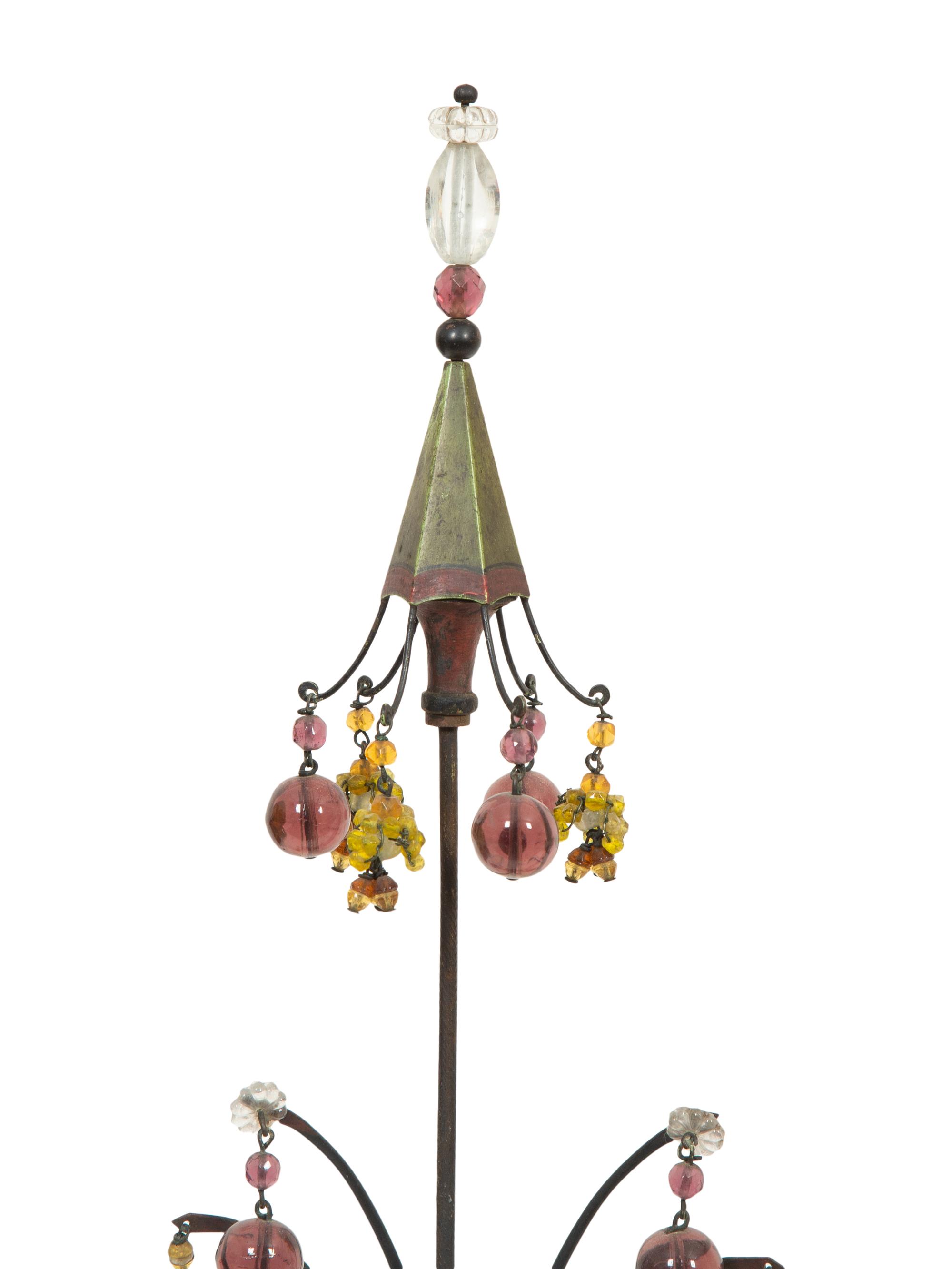A Pair of Tole Peinte Two-Light Candelabra
