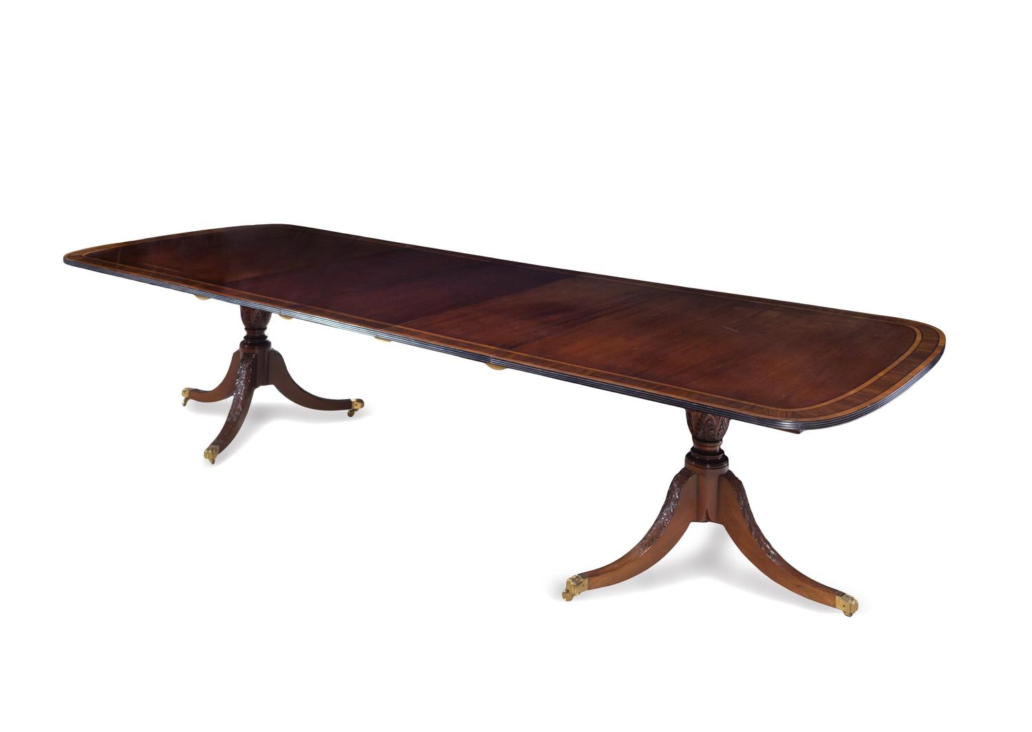 A George III Style Mahogany Double-Pedestal Dining Table