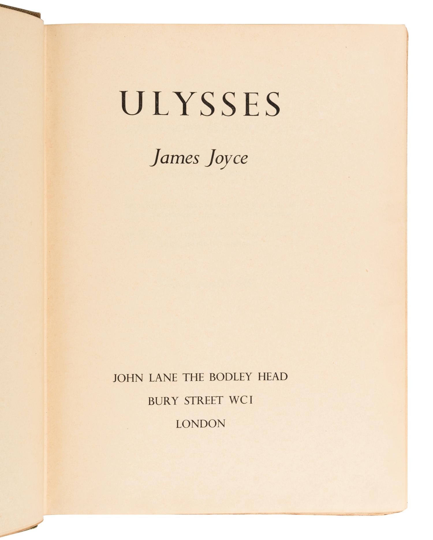 JOYCE, James (1882-1941). Ulysses. London: John Lane The Bodley Head, 1936.
