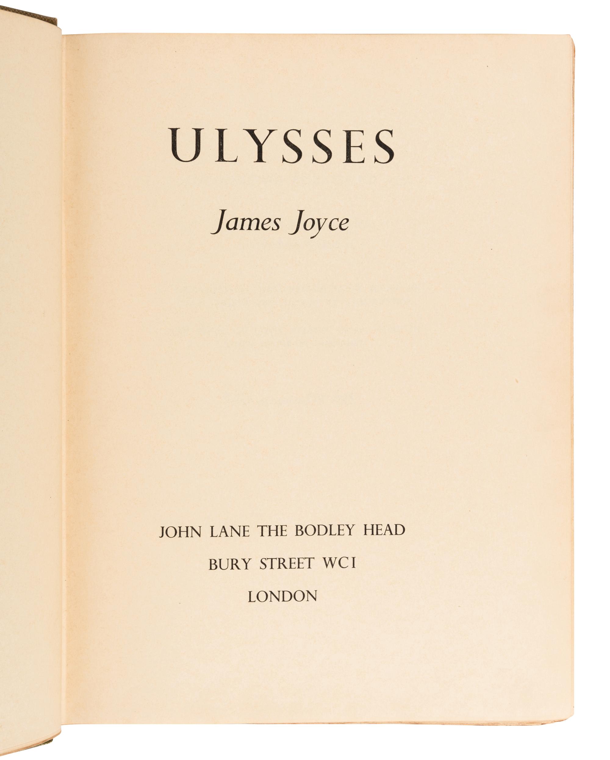 JOYCE, James (1882-1941). Ulysses. London: John Lane The Bodley Head, 1936.