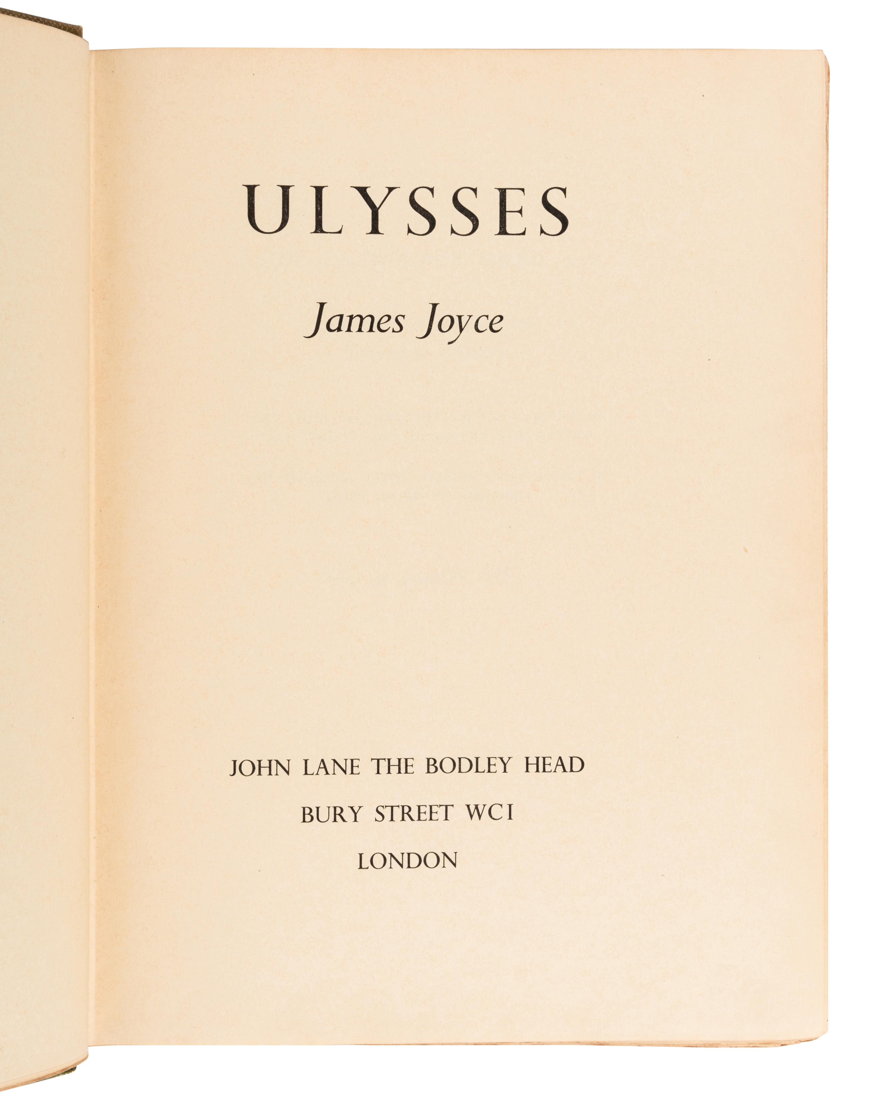 JOYCE, James (1882-1941). Ulysses. London: John Lane The Bodley Head, 1936.