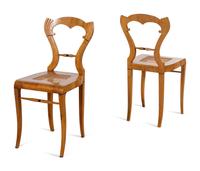 A Set of Four Biedermeier Oak Side Chairs