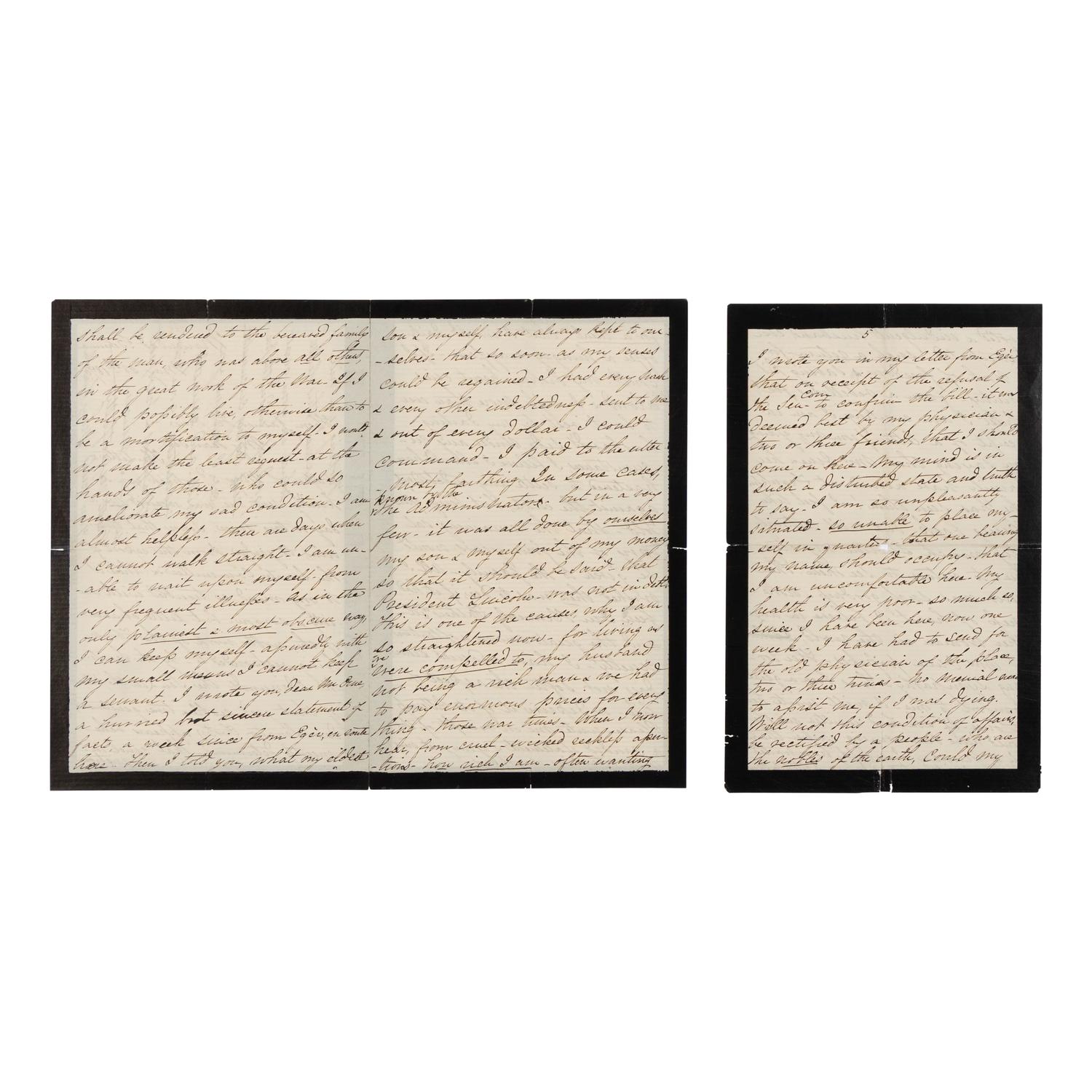 LINCOLN, Mary Todd (1818-1882). Autograph letter signed ("Mary Lincoln") to James Orne, Marienbad, Bohemia, 28 May 1870.