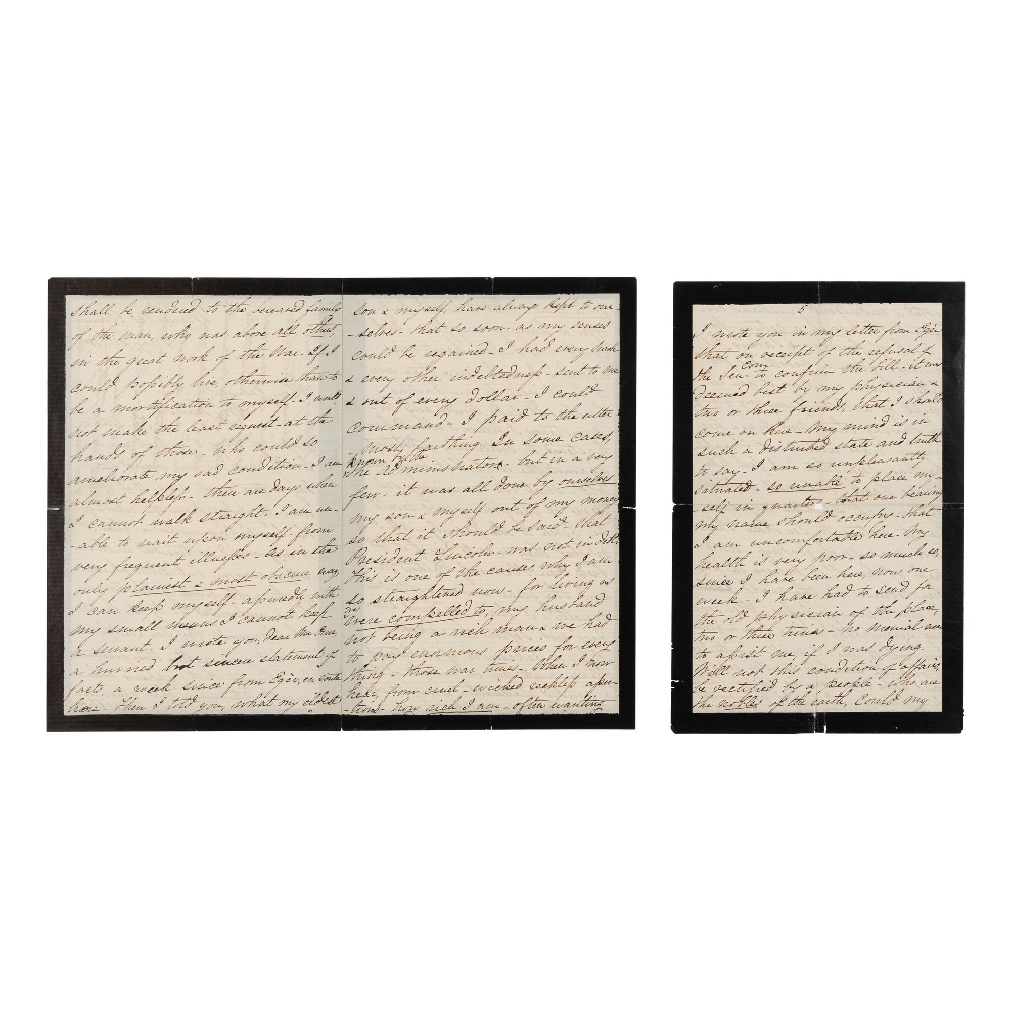 LINCOLN, Mary Todd (1818-1882). Autograph letter signed ("Mary Lincoln") to James Orne, Marienbad, Bohemia, 28 May 1870.
