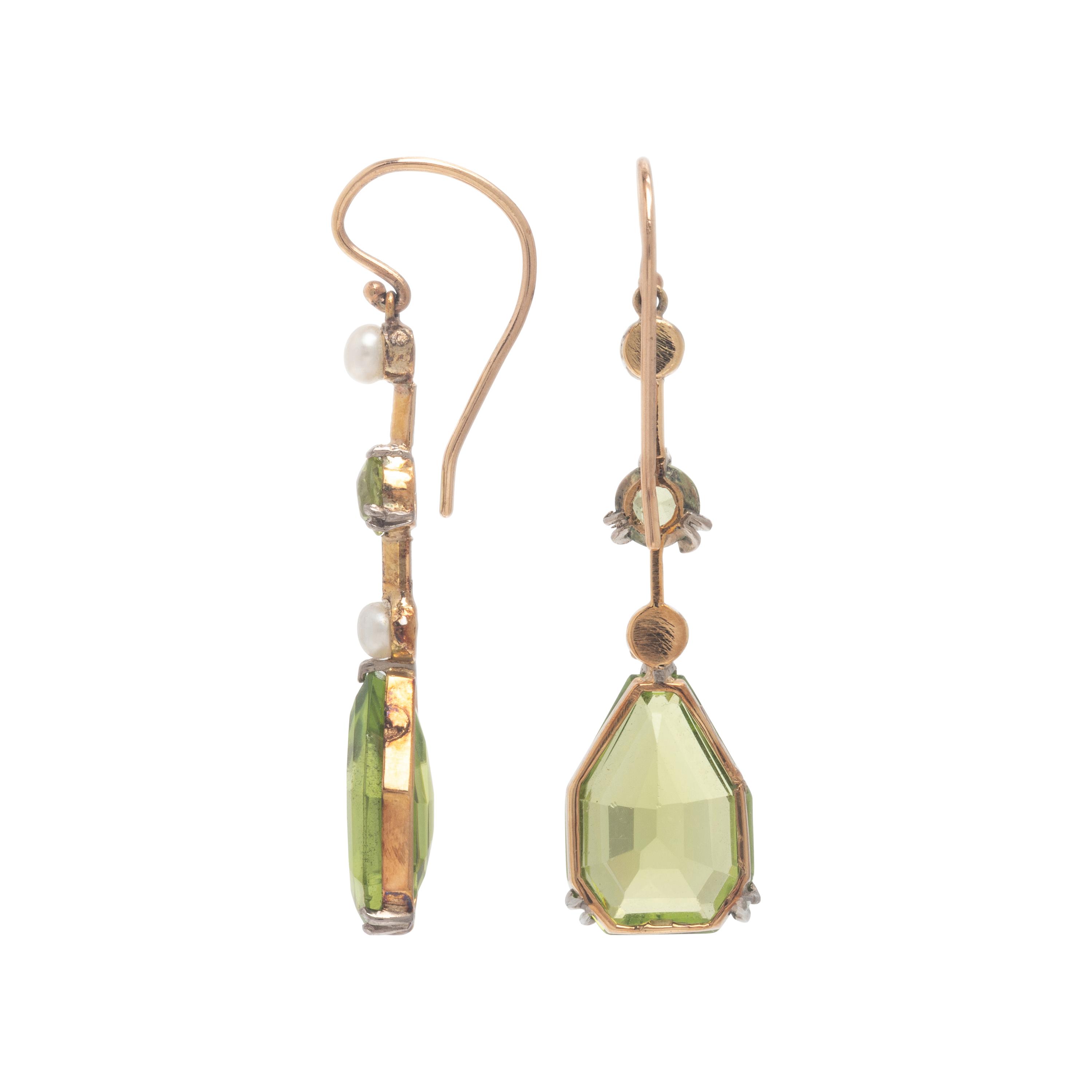 Antique, Peridot, Seed Pearl, and Rose Gold Demi-Parure