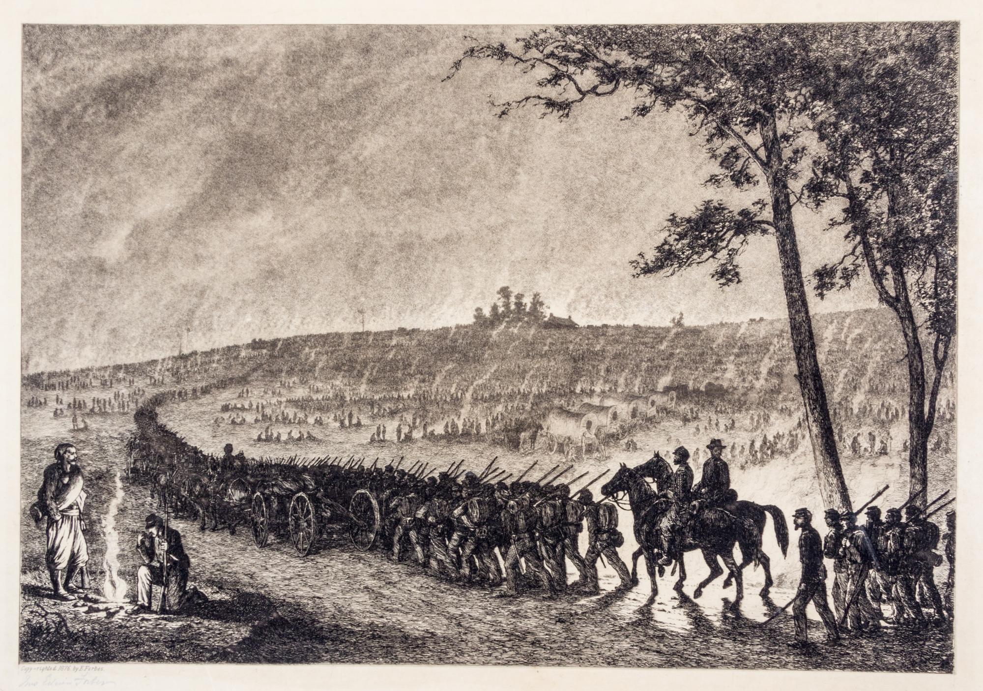 (CIVIL WAR) FORBES, EDWIN. Life Studies of the Great Army. New York, 1876. 20 (of 40) copper plate etchings.