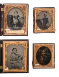 [EARLY PHOTOGRAPHY]. 18 ambrotypes and tintypes of children, many featuring fine hand tinting.
