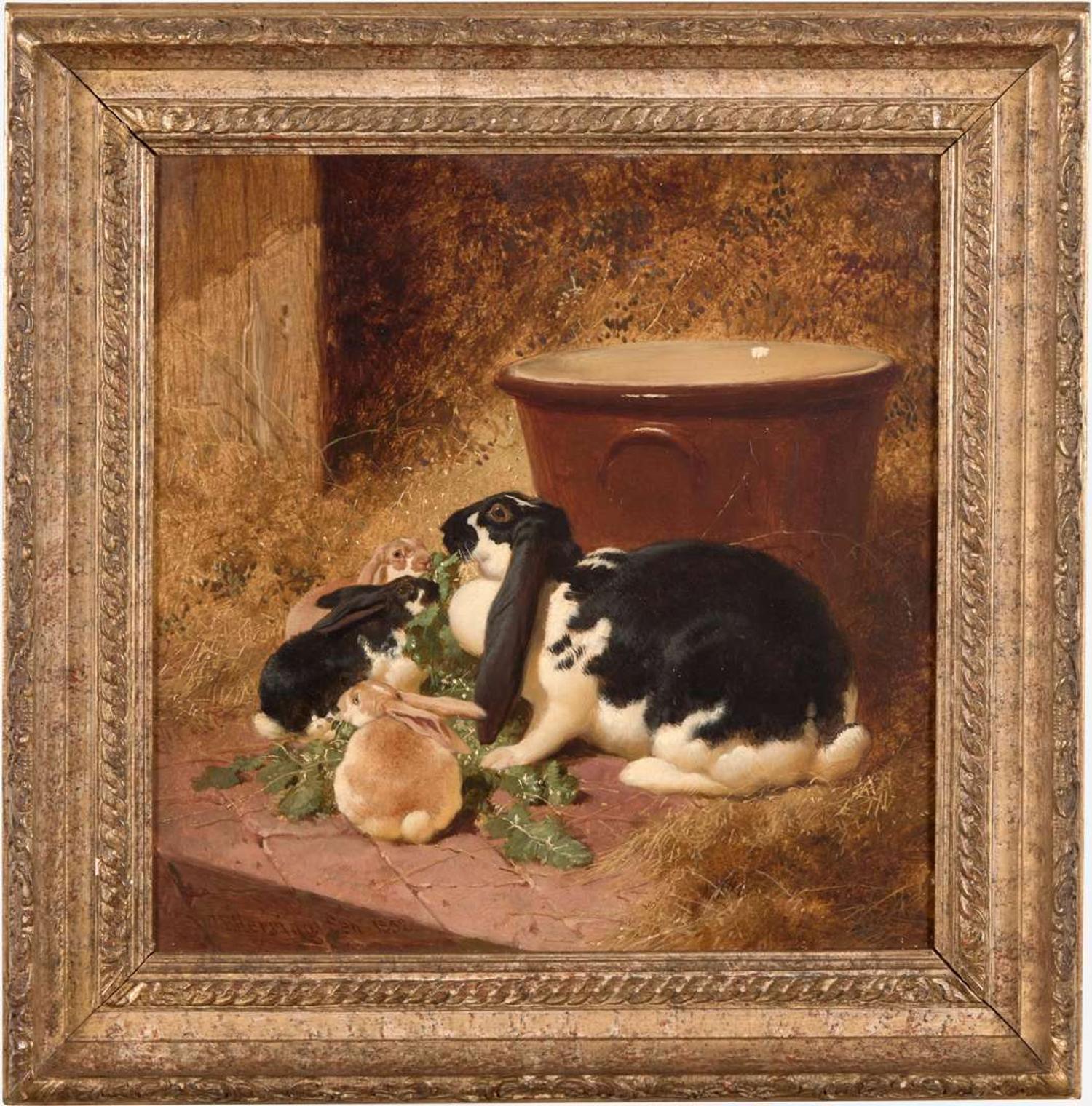 John Frederick Herring the Elder (British, 1795–1865) - A Family of Rabbits
