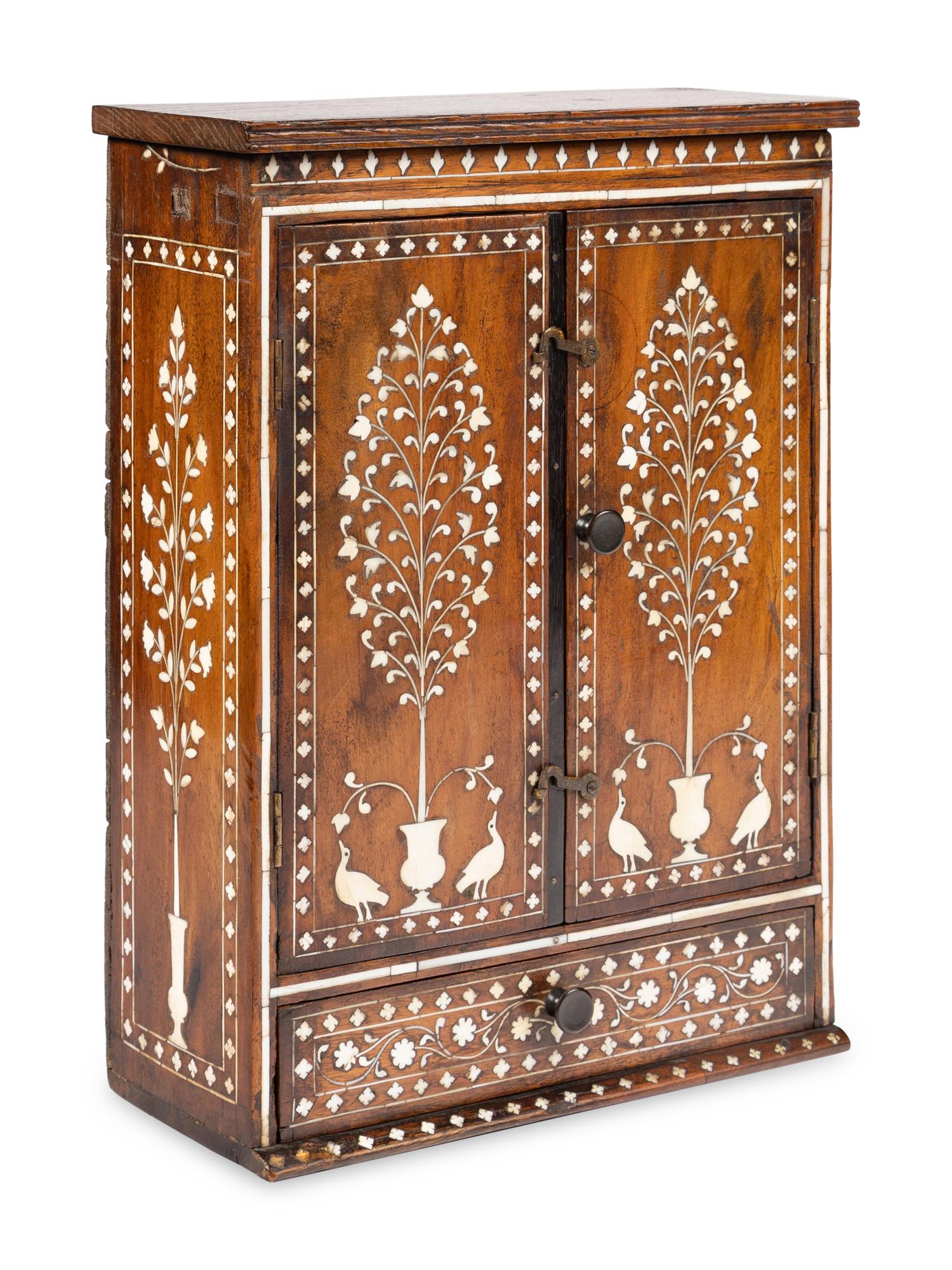 An Anglo-Indian Inlaid Rosewood Jewelry Cabinet