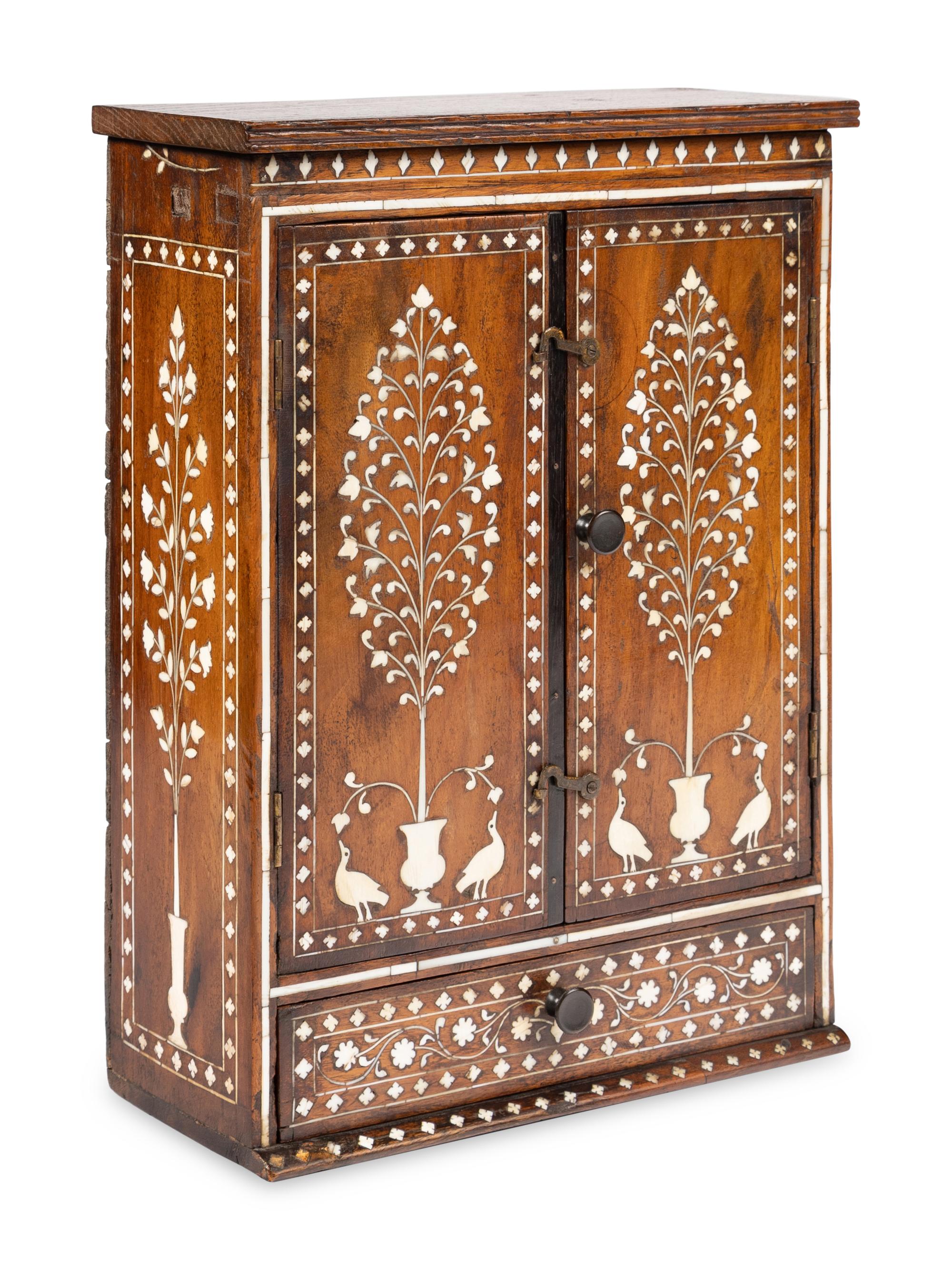 An Anglo-Indian Inlaid Rosewood Jewelry Cabinet
