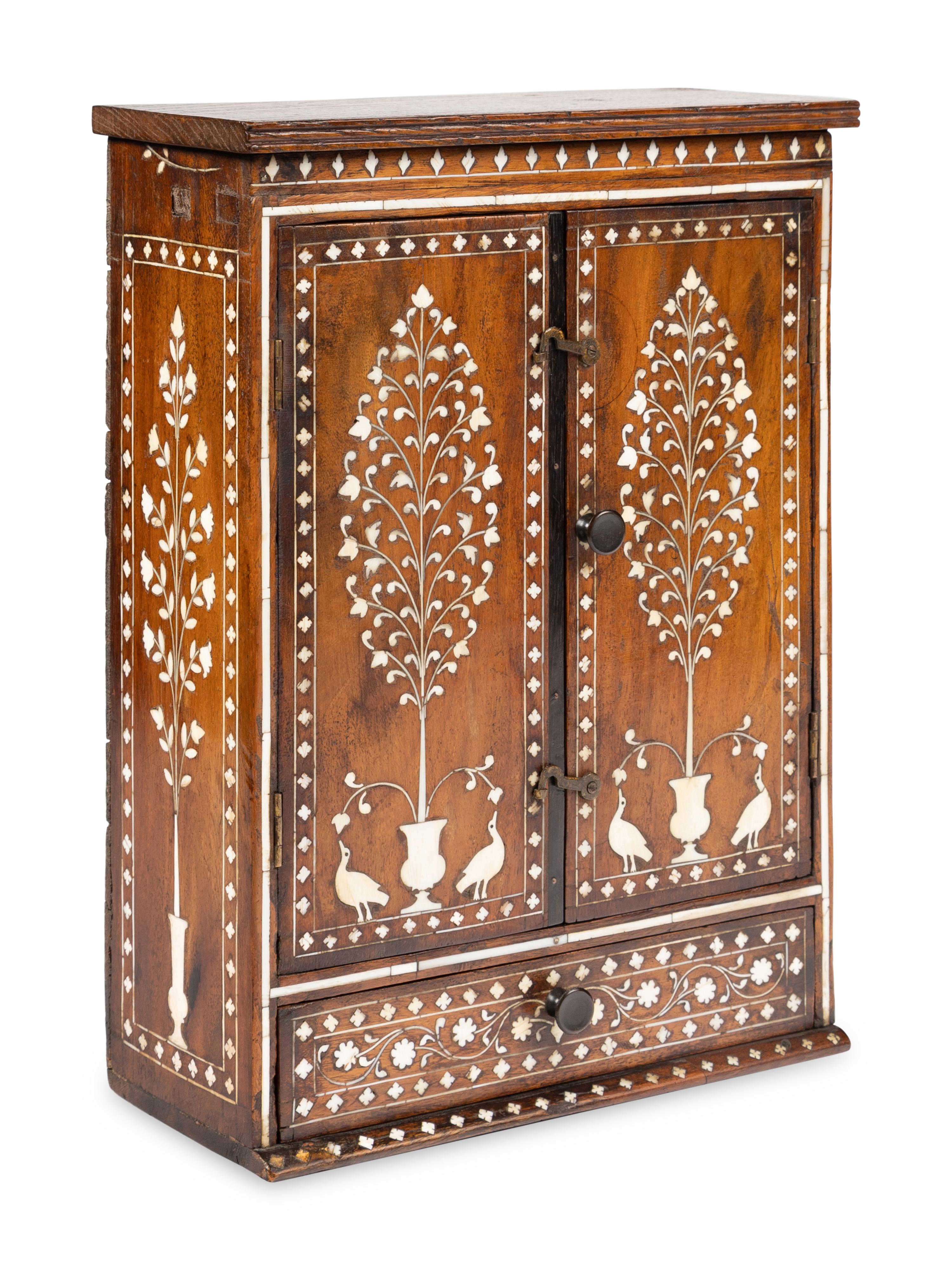 An Anglo-Indian Inlaid Rosewood Jewelry Cabinet