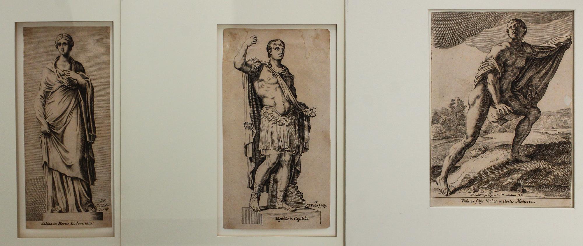Cornelis van Dalen I, (Dutch, 1592-1665), a group of 9 engravings after Francois Perrier depicting Roman gods and emperors.