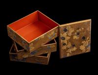 A Japanese Gold Lacquer Portable Picnic Set, Sagejubako