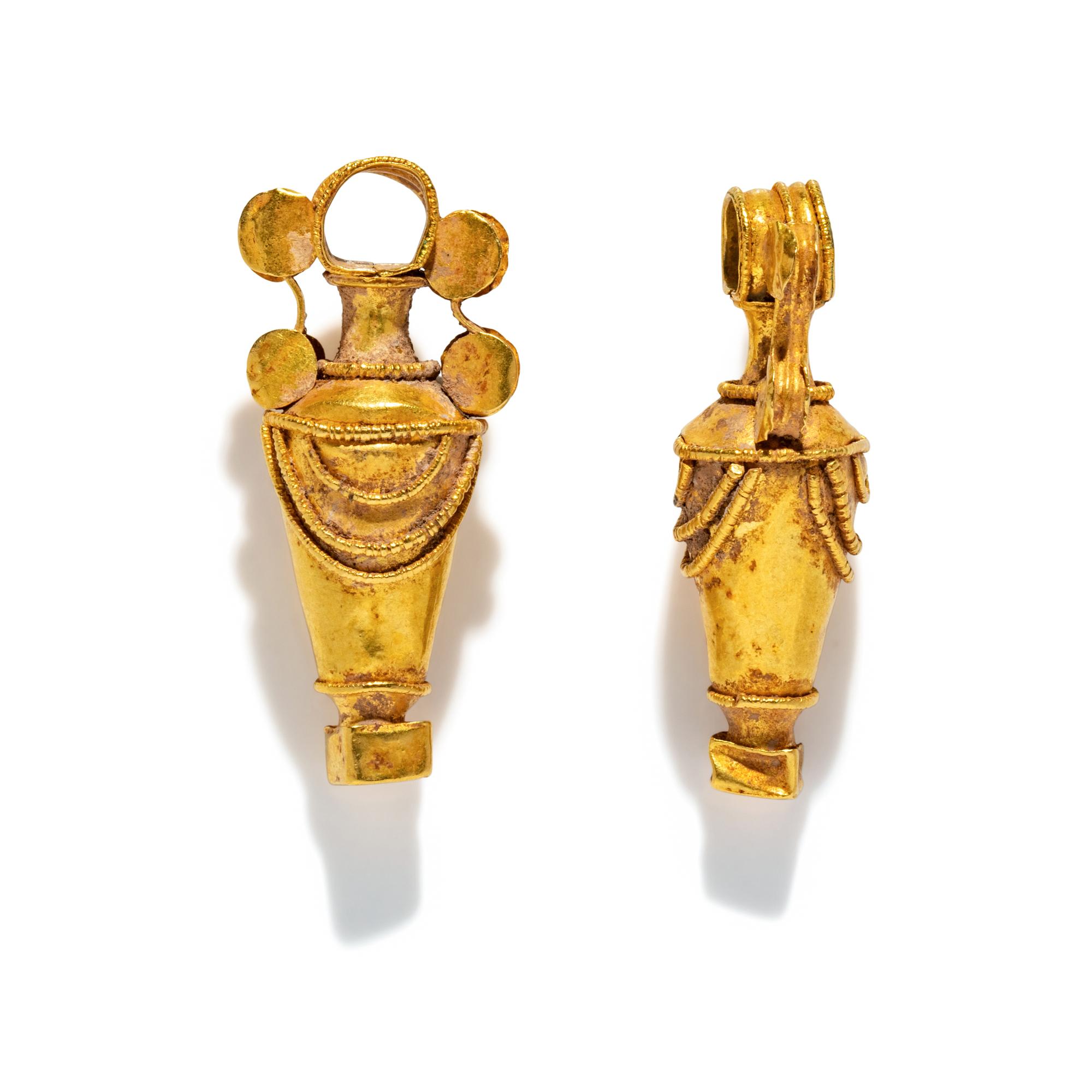 A Pair of Roman Gold Amphora Earrings