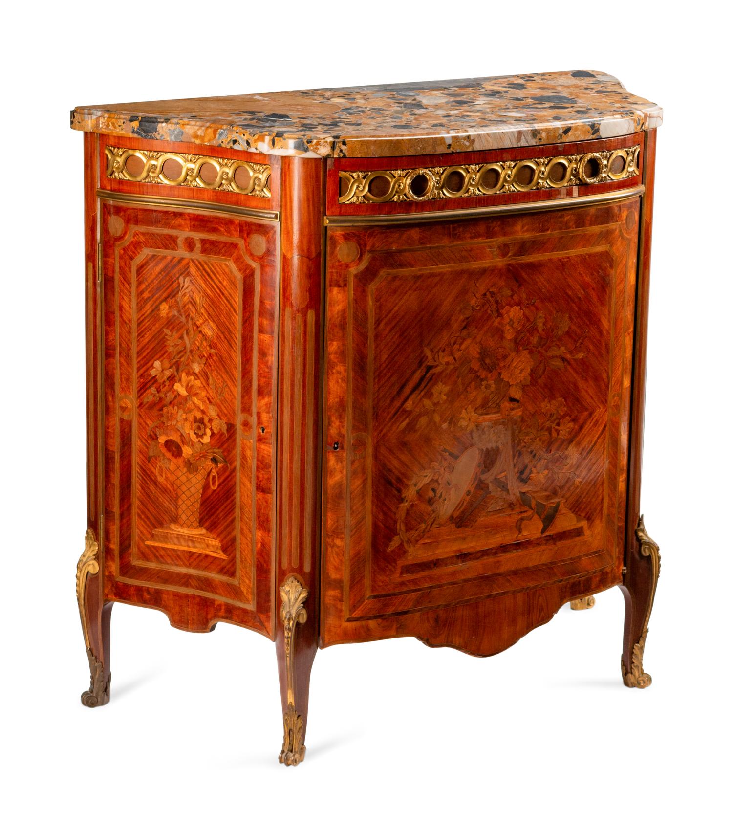 A Louis XV/XVI Transitional Style Gilt-Bronze-Mounted Marquetry Mueble d'Appui — ALBERT GOUMAIN, PARIS, LATE 19TH CENTURY