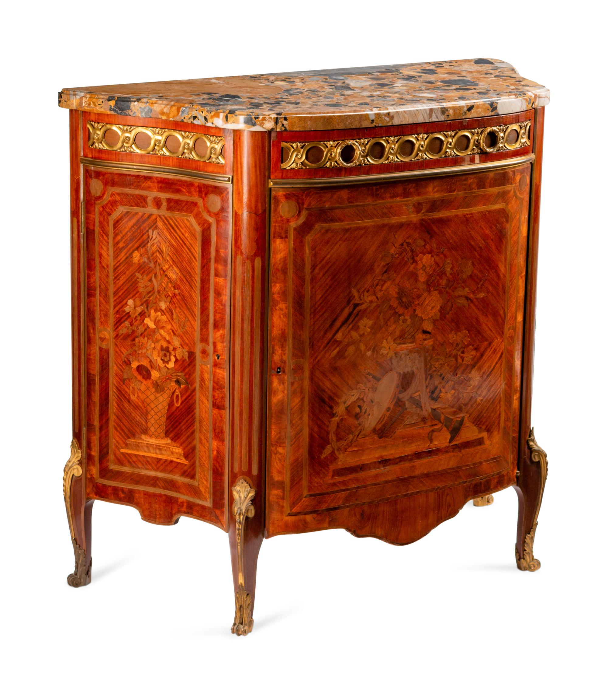 A Louis XV/XVI Transitional Style Gilt-Bronze-Mounted Marquetry Mueble d'Appui — ALBERT GOUMAIN, PARIS, LATE 19TH CENTURY